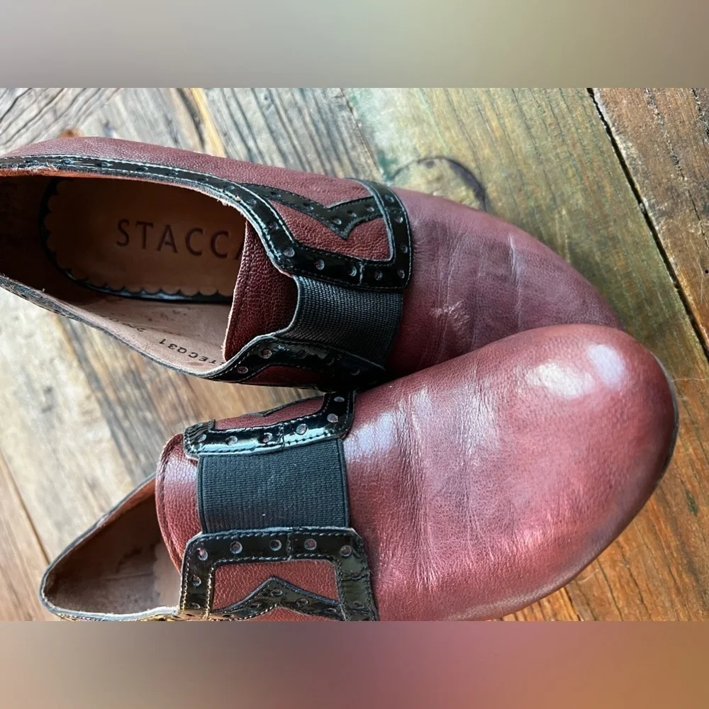 Staccato maroon & black heels